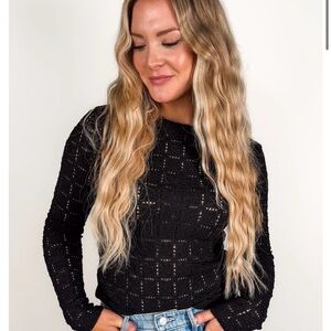 Sanctuary Black Lace Knit Top